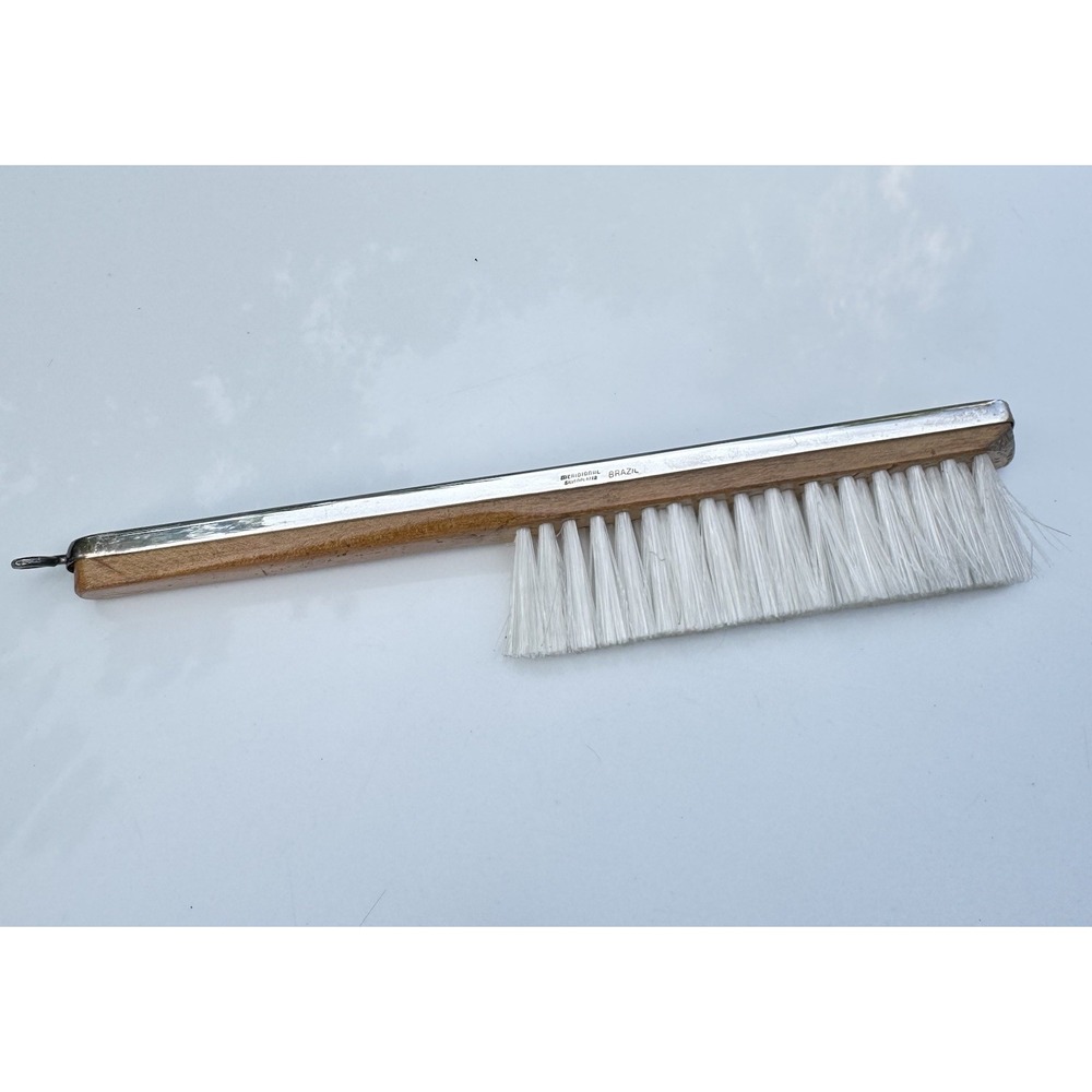 Vintage Meridional Silverplated Clothes Brush Brazil‎ Wood Handle Vanity Brush